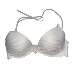 Shade & Shore Textured White Ribbed Bikini Top‎ - Size 34B